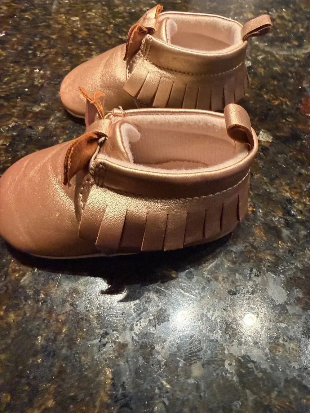Baby Bow Toddler Shoes in Rose Gold - Soft Slip-On Kids Shoes Metallic BRAND NEW